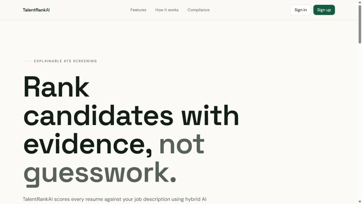 TalentRank AI interface